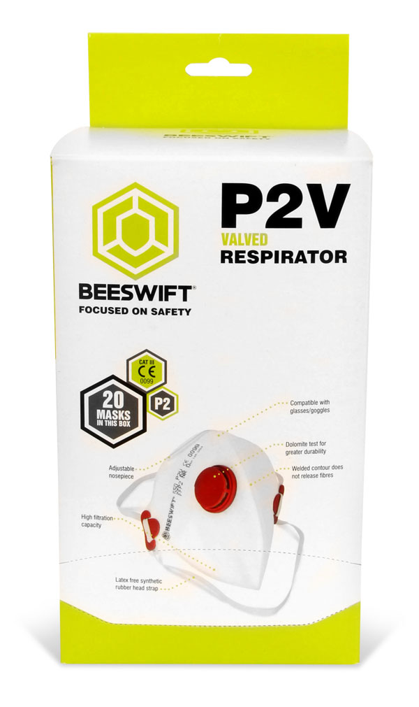 Beeswift FFP2 Valved Disposable Respirator Face Mask (Box of 20) - Image 2