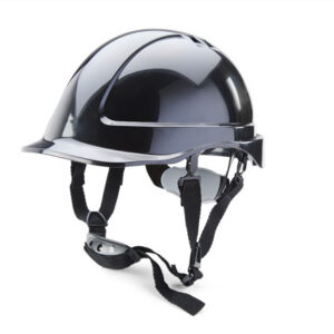 Beeswift BBSHRPBL black reduced peak safety helmet with 4-point chinstrap
